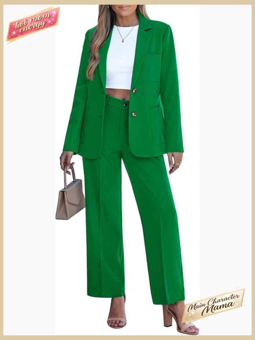 Pantsuit 2 Piece Set Blazer and Wide Leg Pants Business Professional Work - Picture 1 of 7